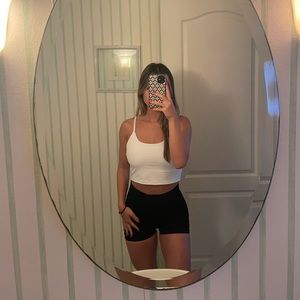White cropped workout tank top
